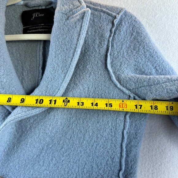 J.Crew Daphne Italian Boiled Wool Coat Womens 2 XS Blue Button Front Peacoat - Picture 7 of 13